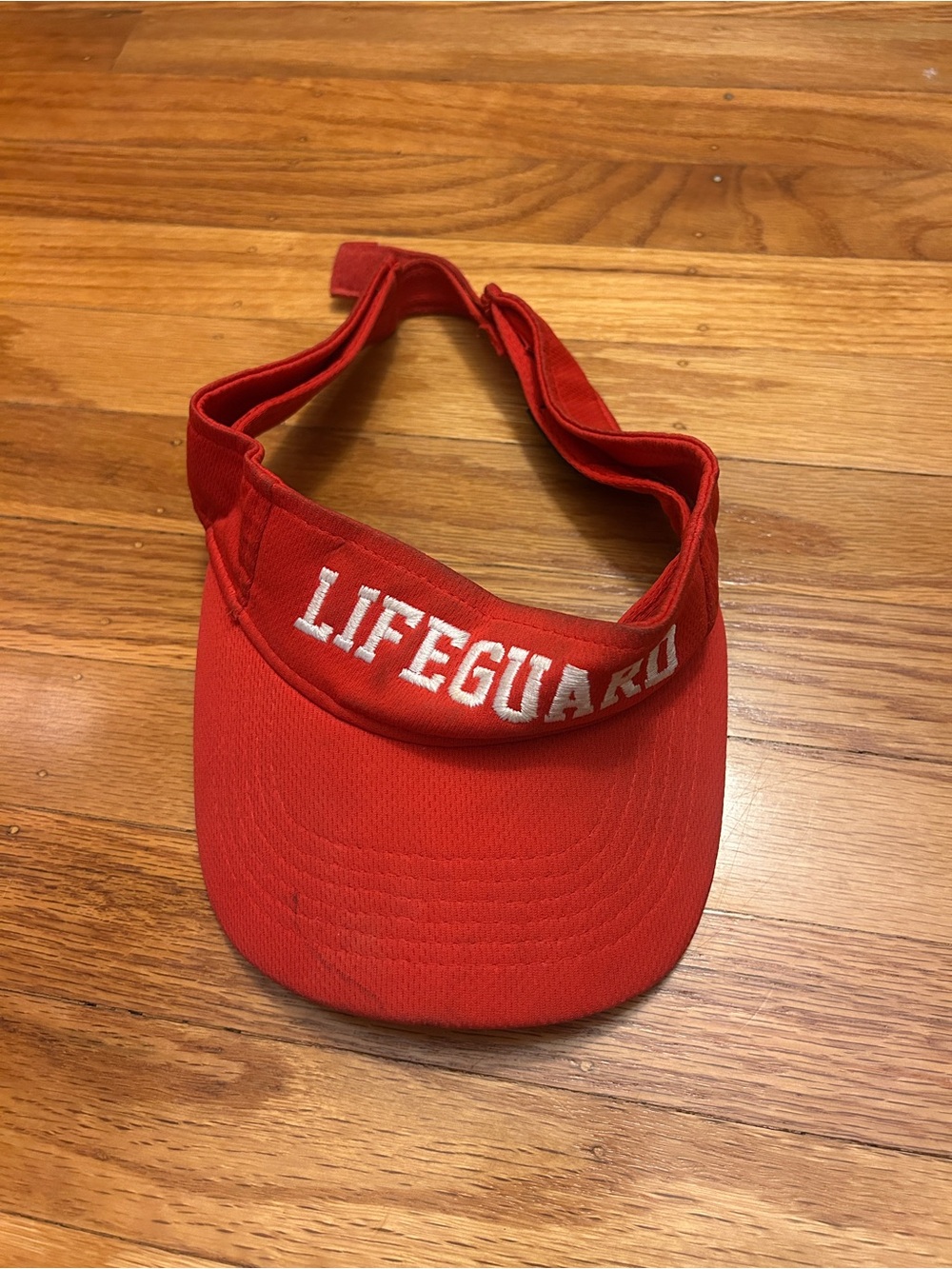 Sport-Tek Red Lifeguard Visor with White Embroidery